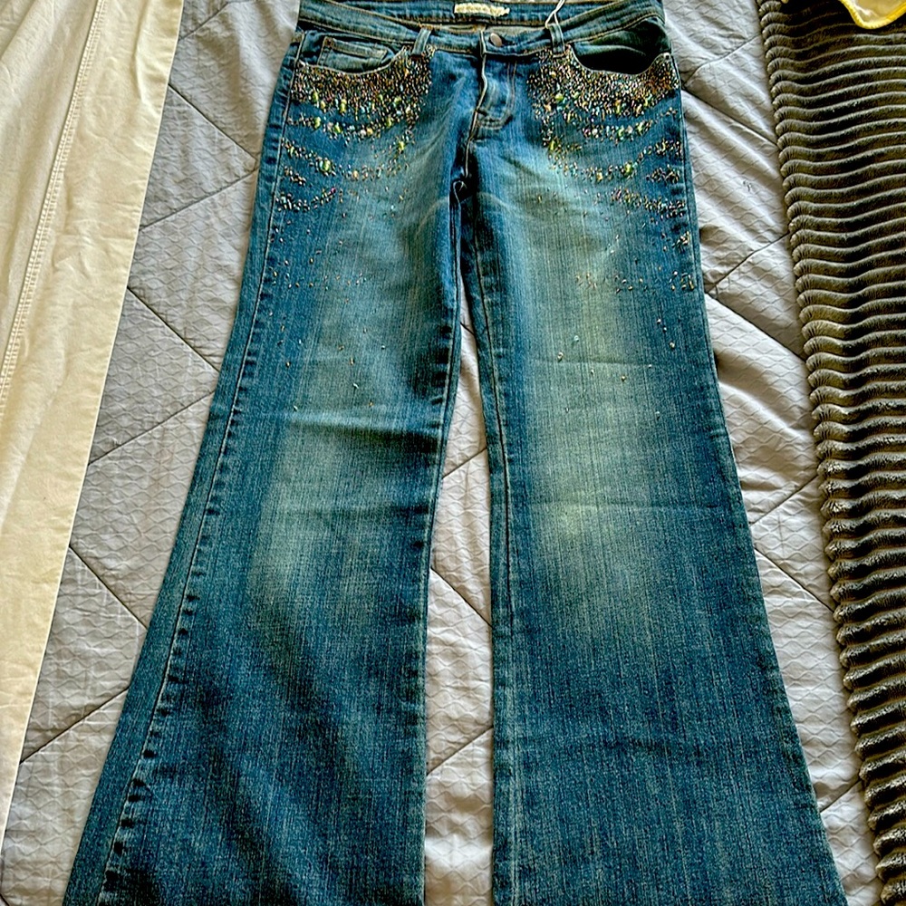 Cotton jeans flare jeans with beads size 12 large